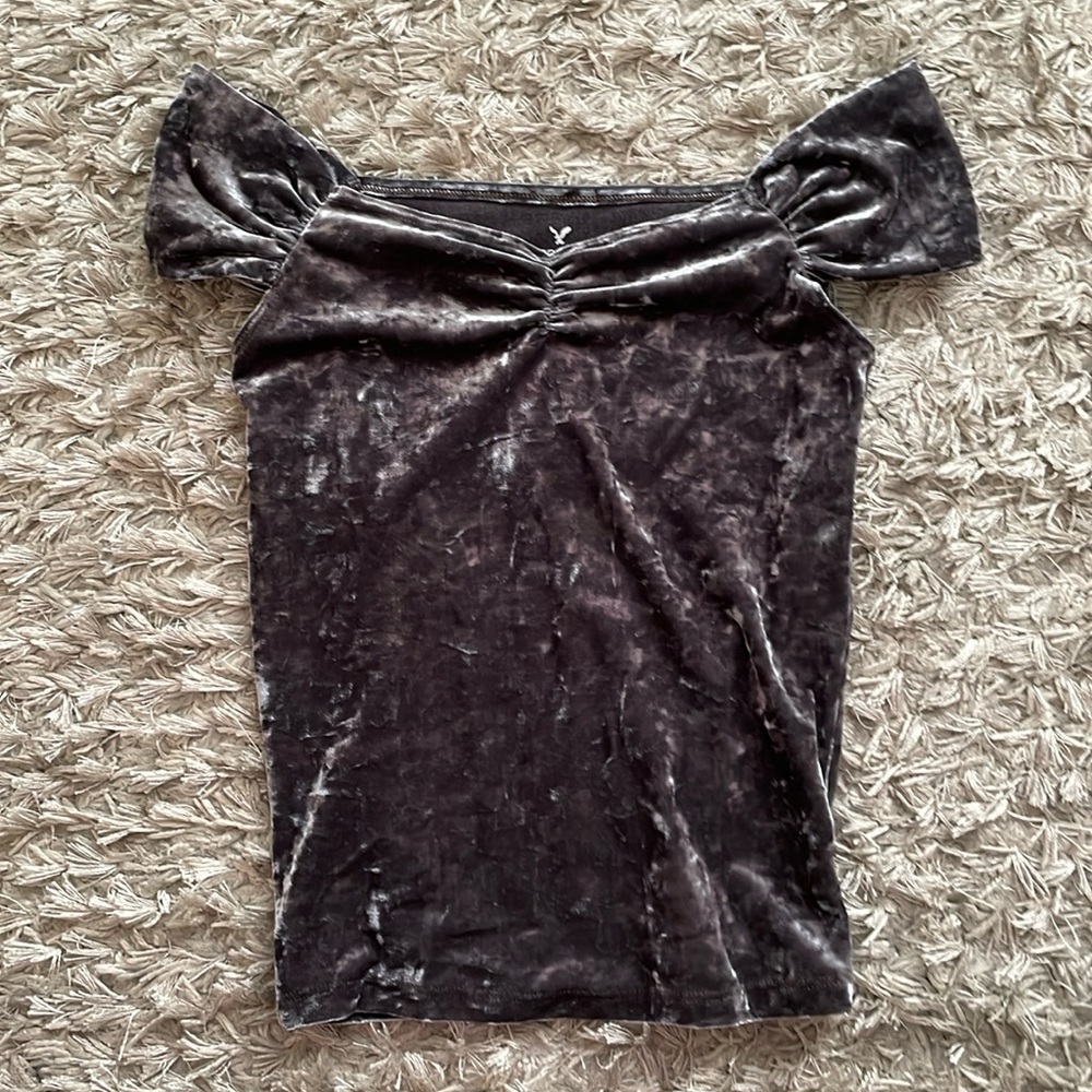 Grey Velvet American Eagle top